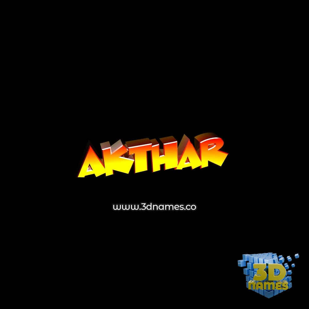 akthar in Black Background style - 3D name wallpaper
