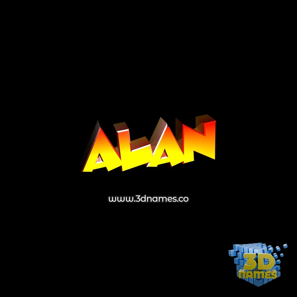 alan in Black Background style - 3D name wallpaper