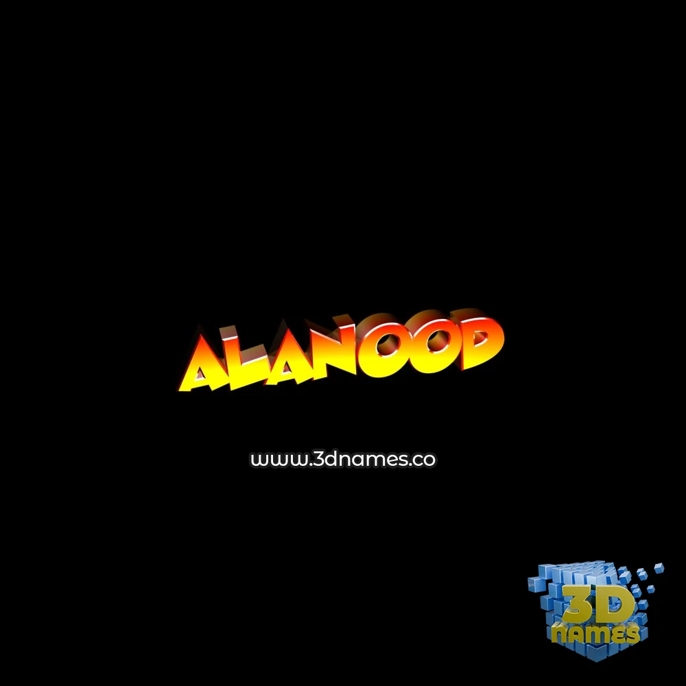 alanood in Black Background style - 3D name wallpaper