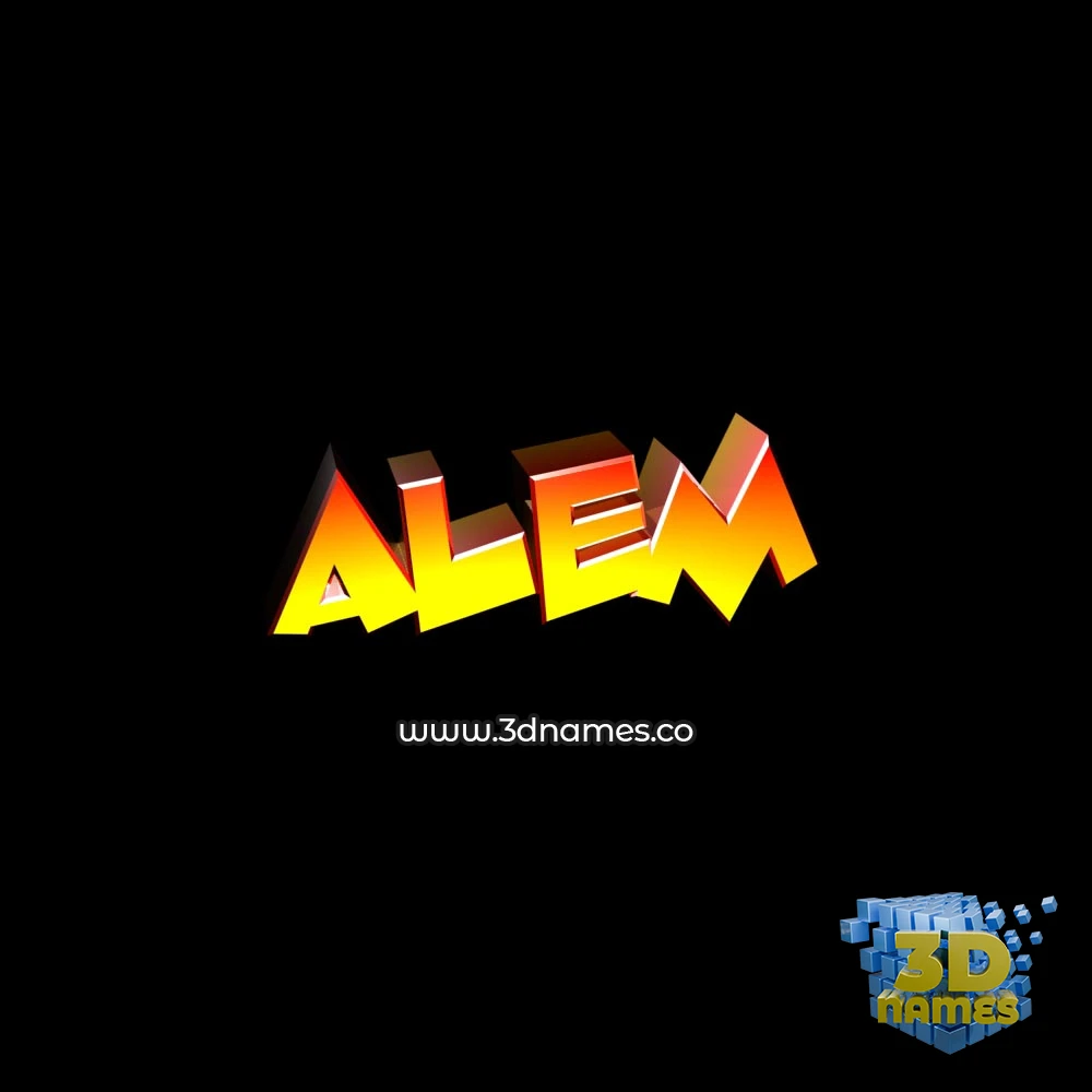 alem in Black Background style - 3D name wallpaper