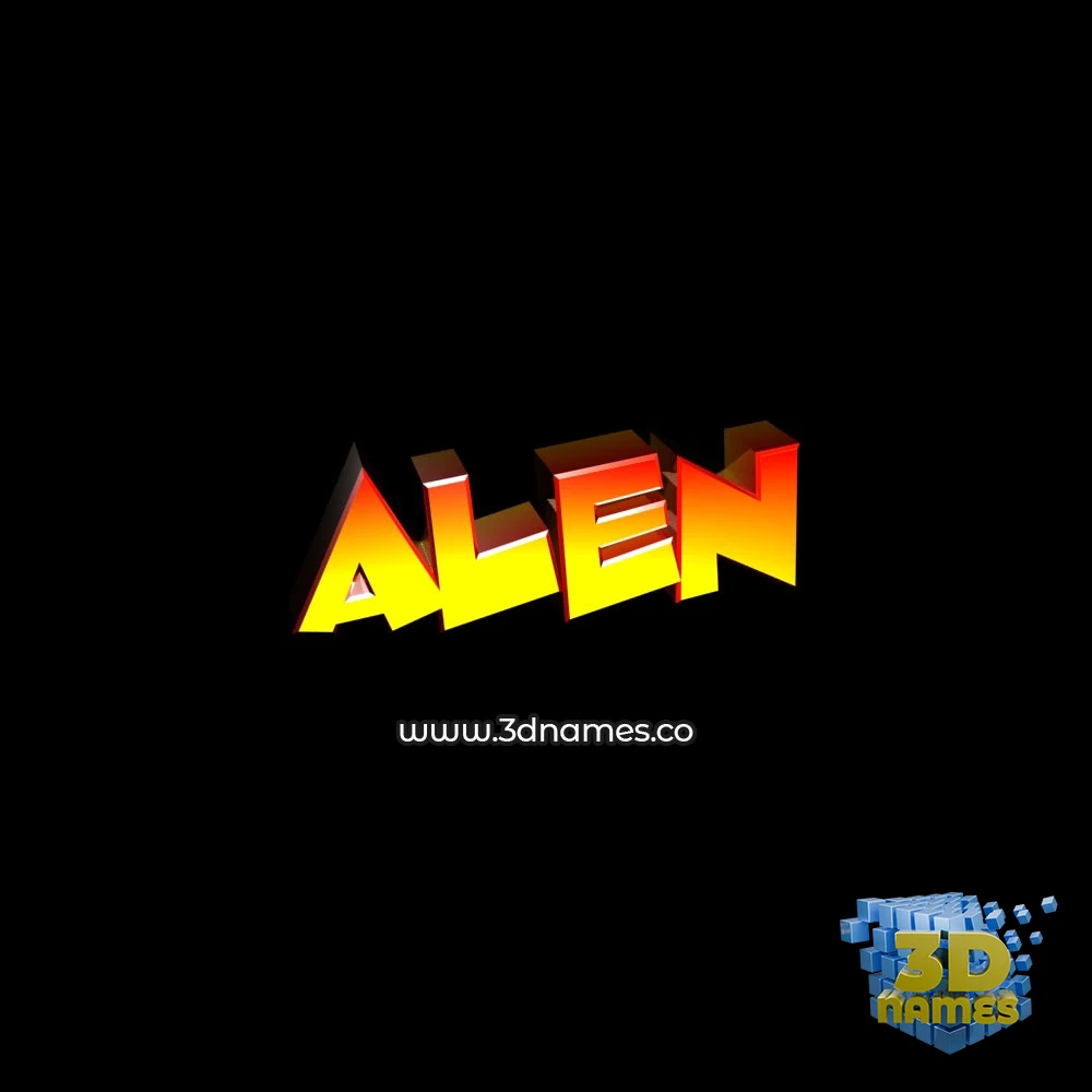 alen in Black Background style - 3D name wallpaper