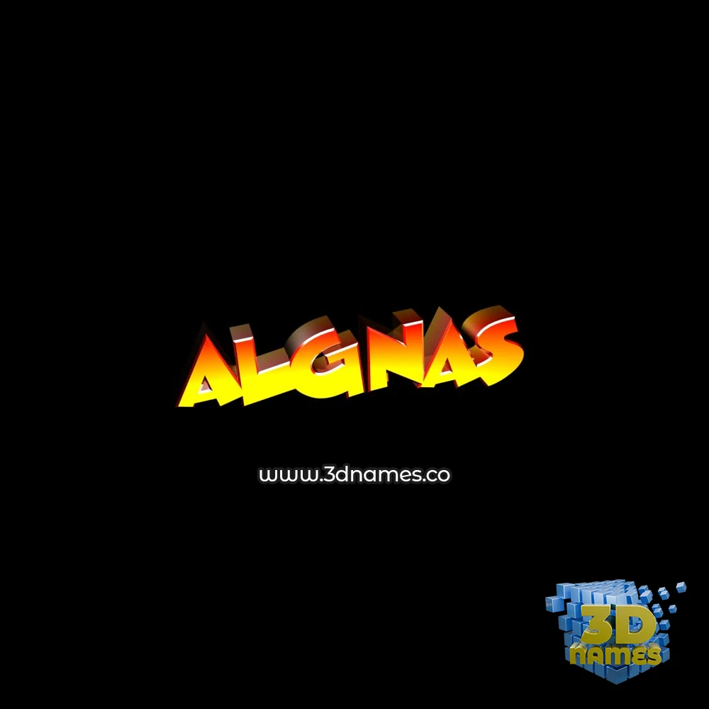 algnas in Black Background style - 3D name wallpaper