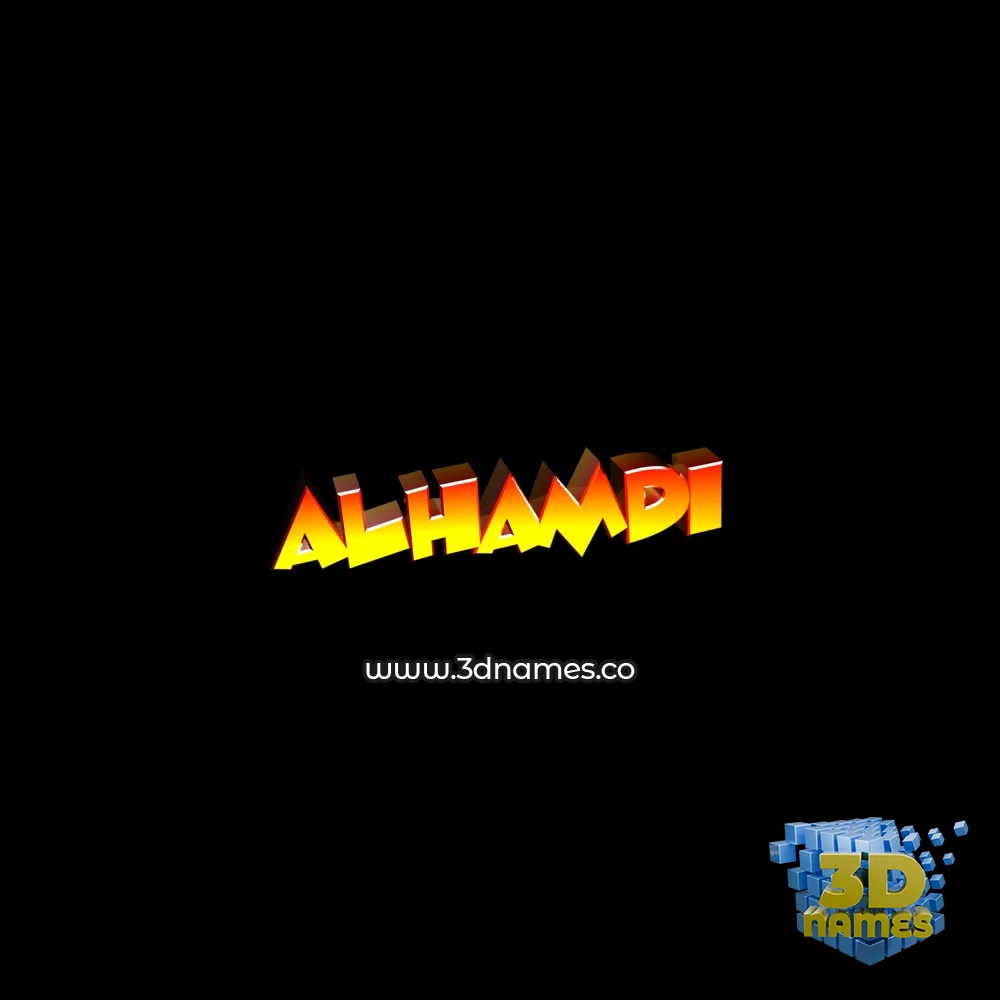 alhamdi in Black Background style - 3D name wallpaper