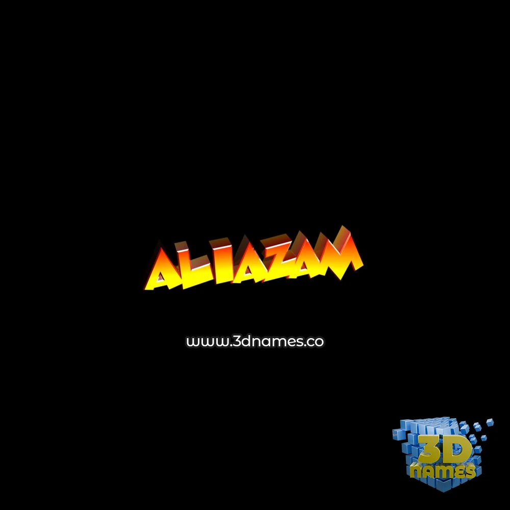 aliazam in Black Background style - 3D name wallpaper