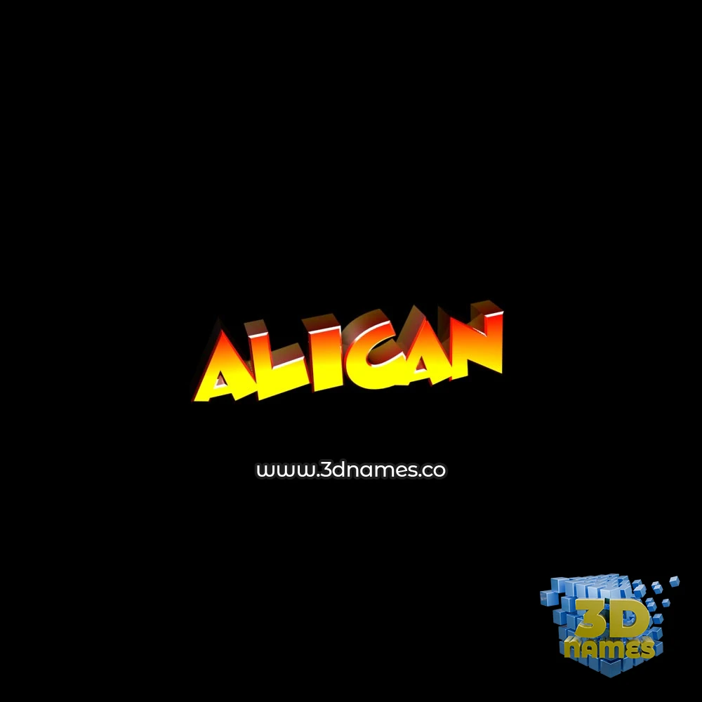 alican in Black Background style - 3D name wallpaper