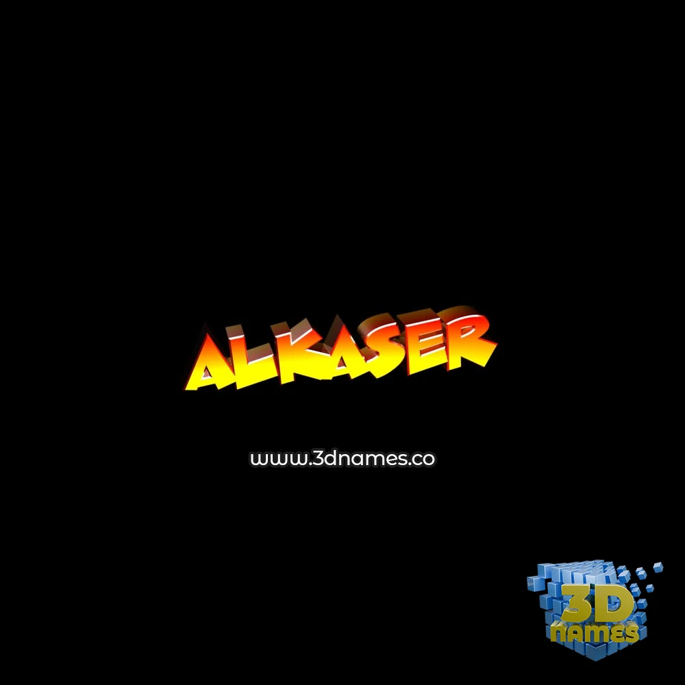 alkaser in Black Background style - 3D name wallpaper