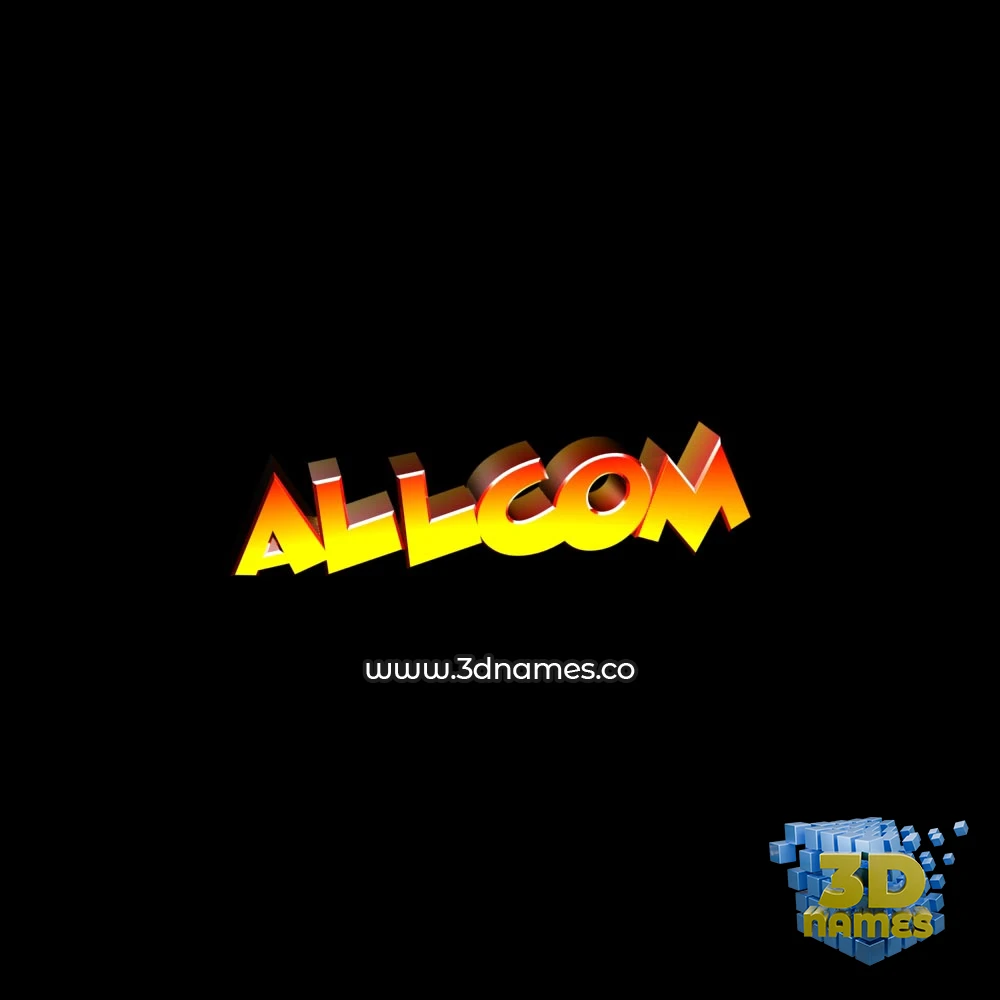 allcom in Black Background style - 3D name wallpaper