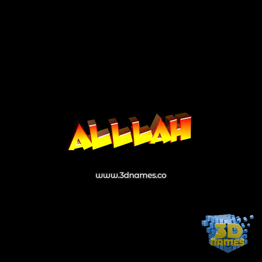 alllah in Black Background style - 3D name wallpaper