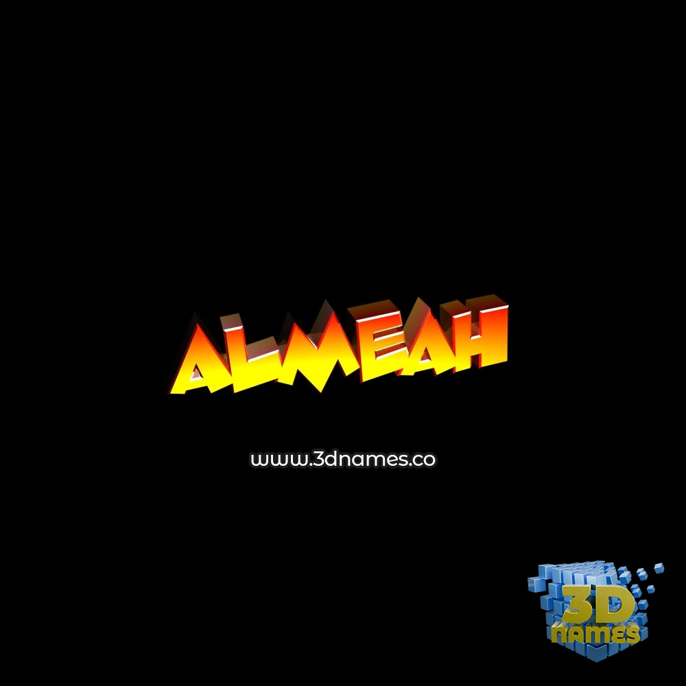 almeah in Black Background style - 3D name wallpaper