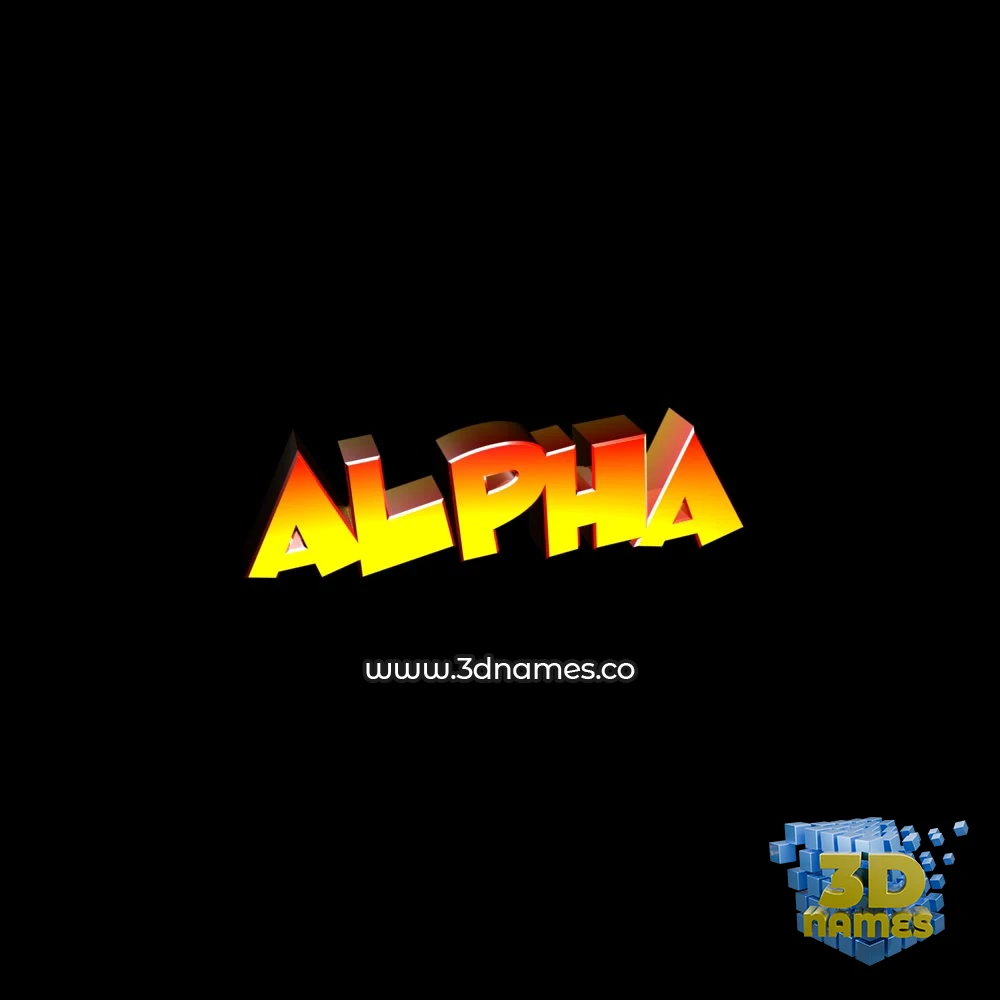 alpha in Black Background style - 3D name wallpaper