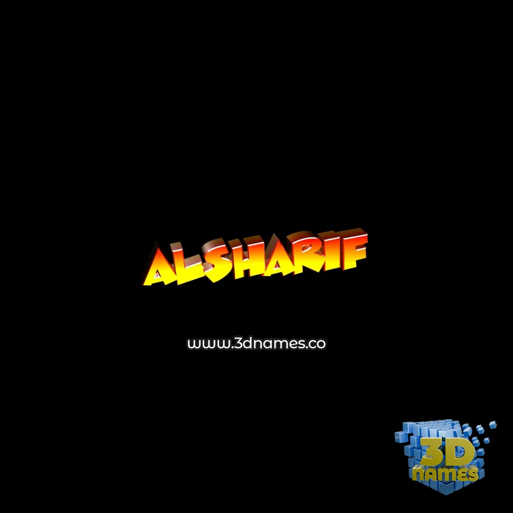 alsharif in Black Background style - 3D name wallpaper
