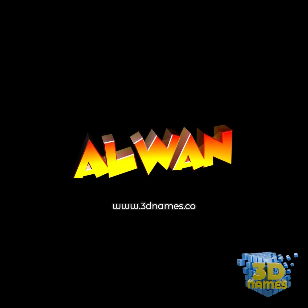 alwan in Black Background style - 3D name wallpaper