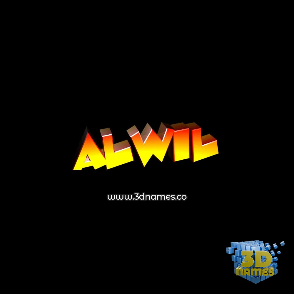 alwil in Black Background style - 3D name wallpaper