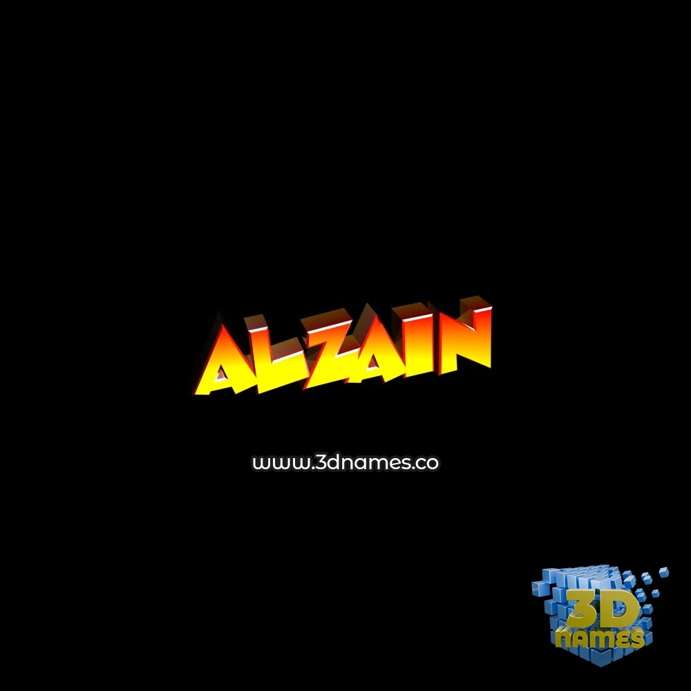 alzain in Black Background style - 3D name wallpaper