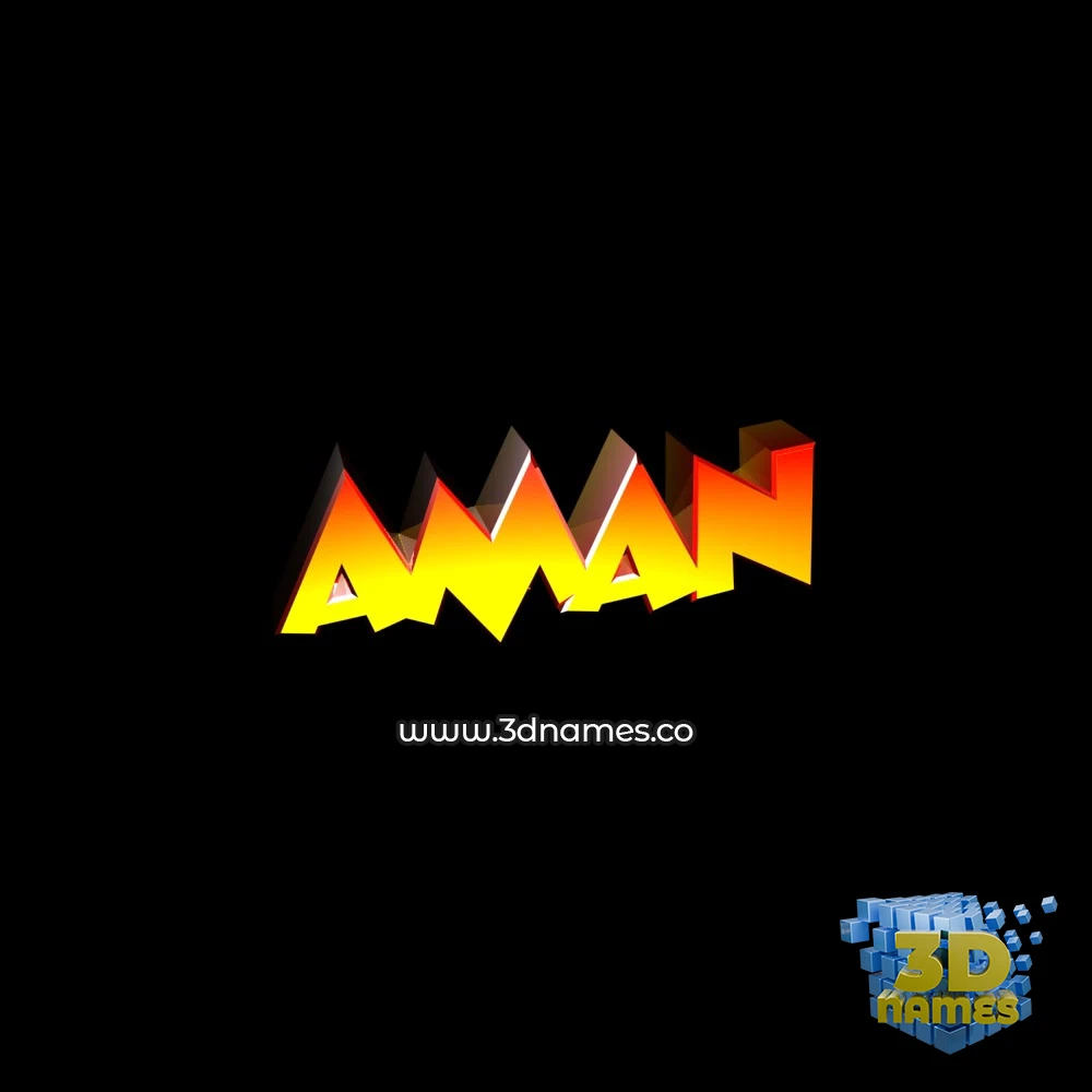 aman in Black Background style - 3D name wallpaper