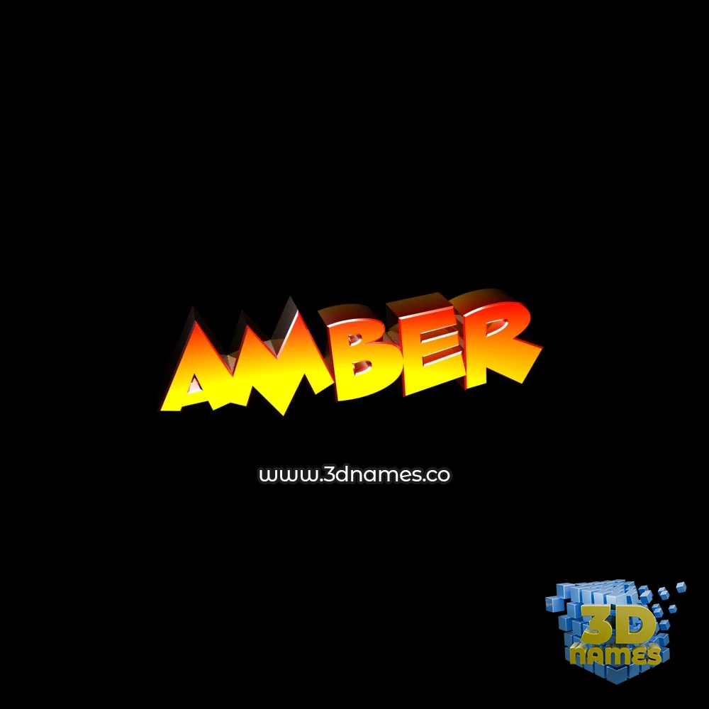 amber in Black Background style - 3D name wallpaper