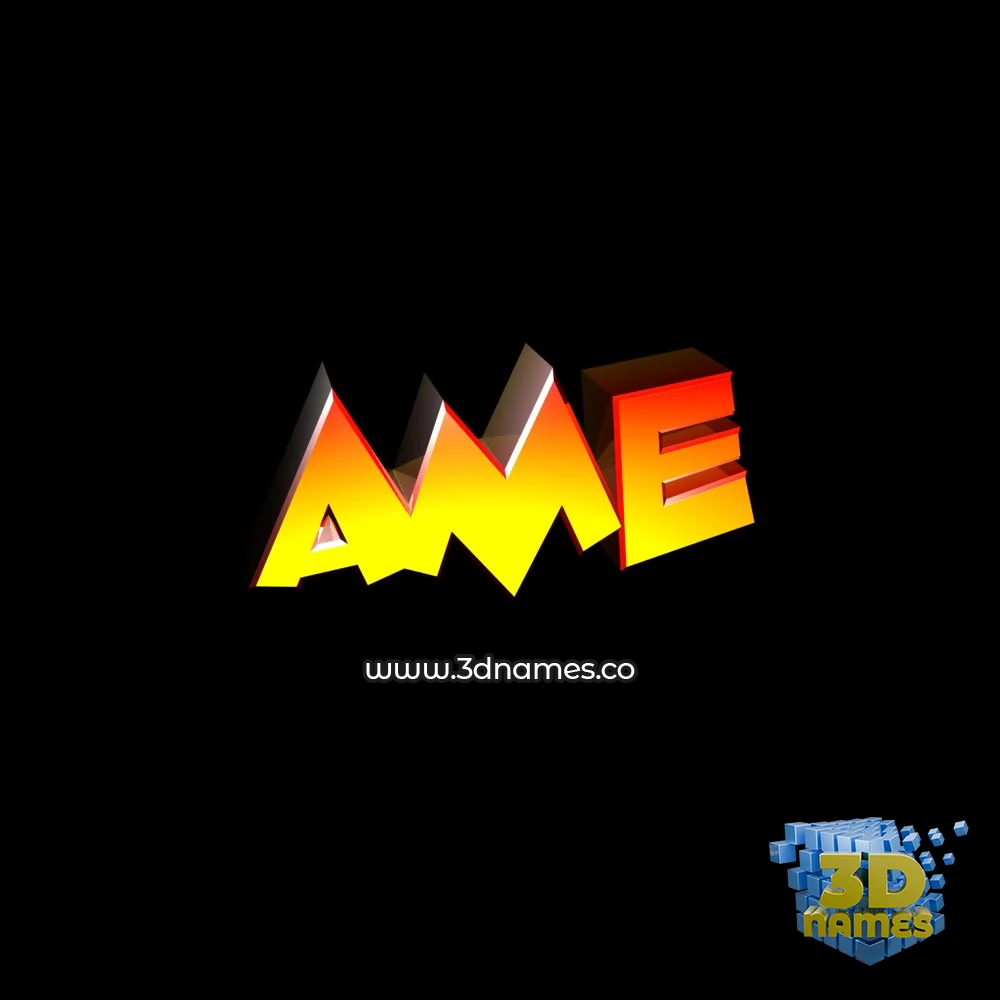 ame in Black Background style - 3D name wallpaper