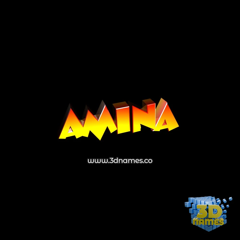 amina in Black Background style - 3D name wallpaper