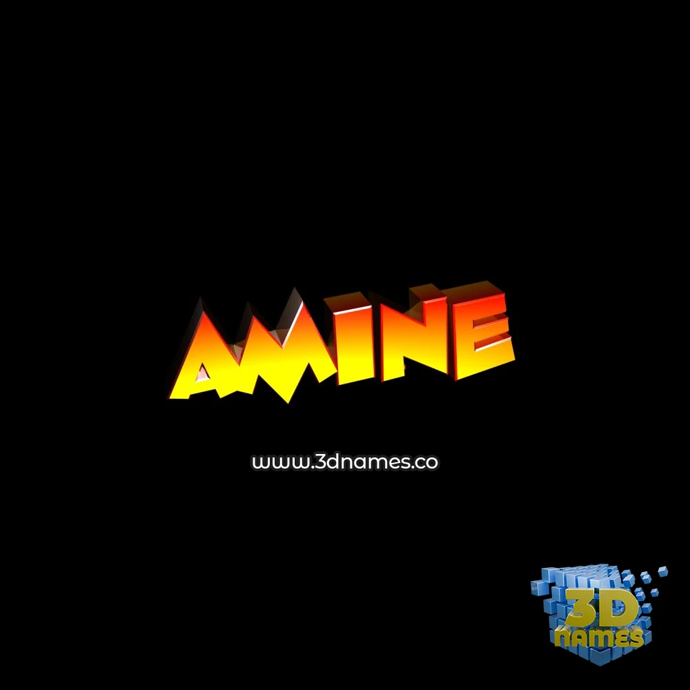 amine in Black Background style - 3D name wallpaper