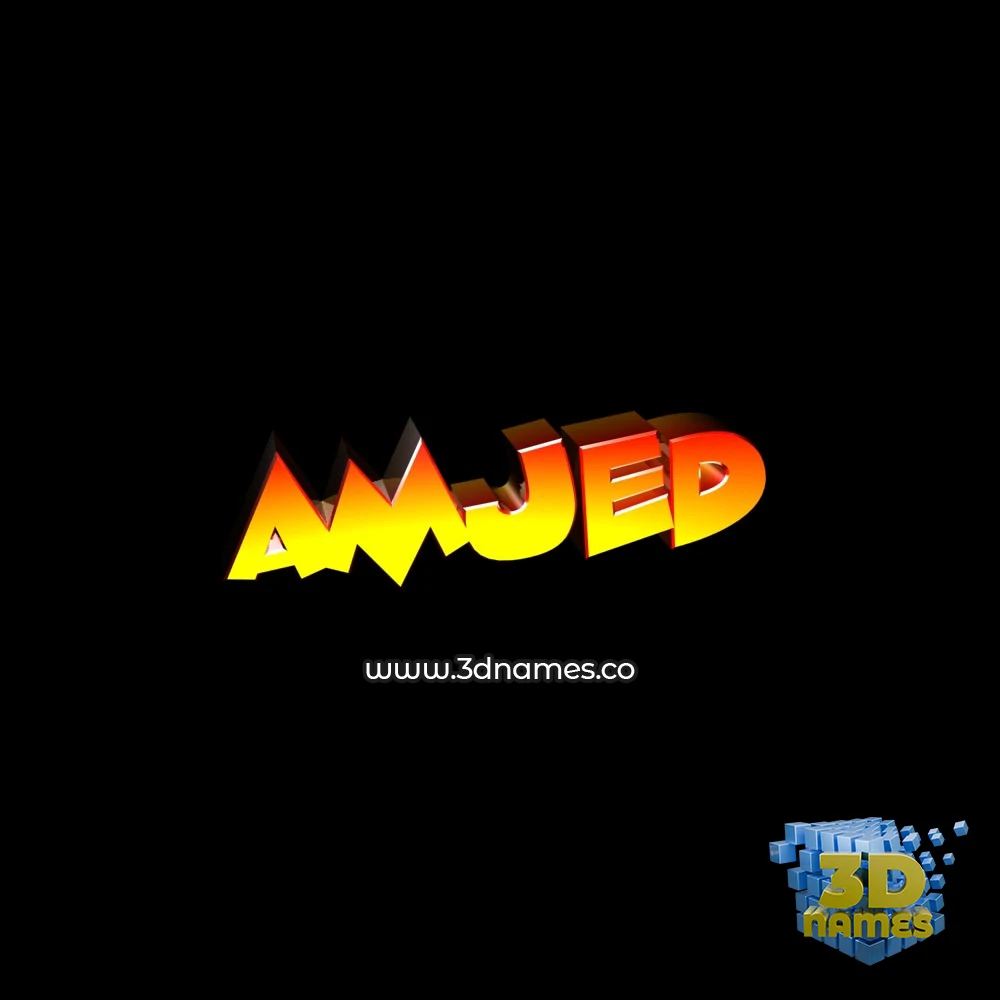 amjed in Black Background style - 3D name wallpaper