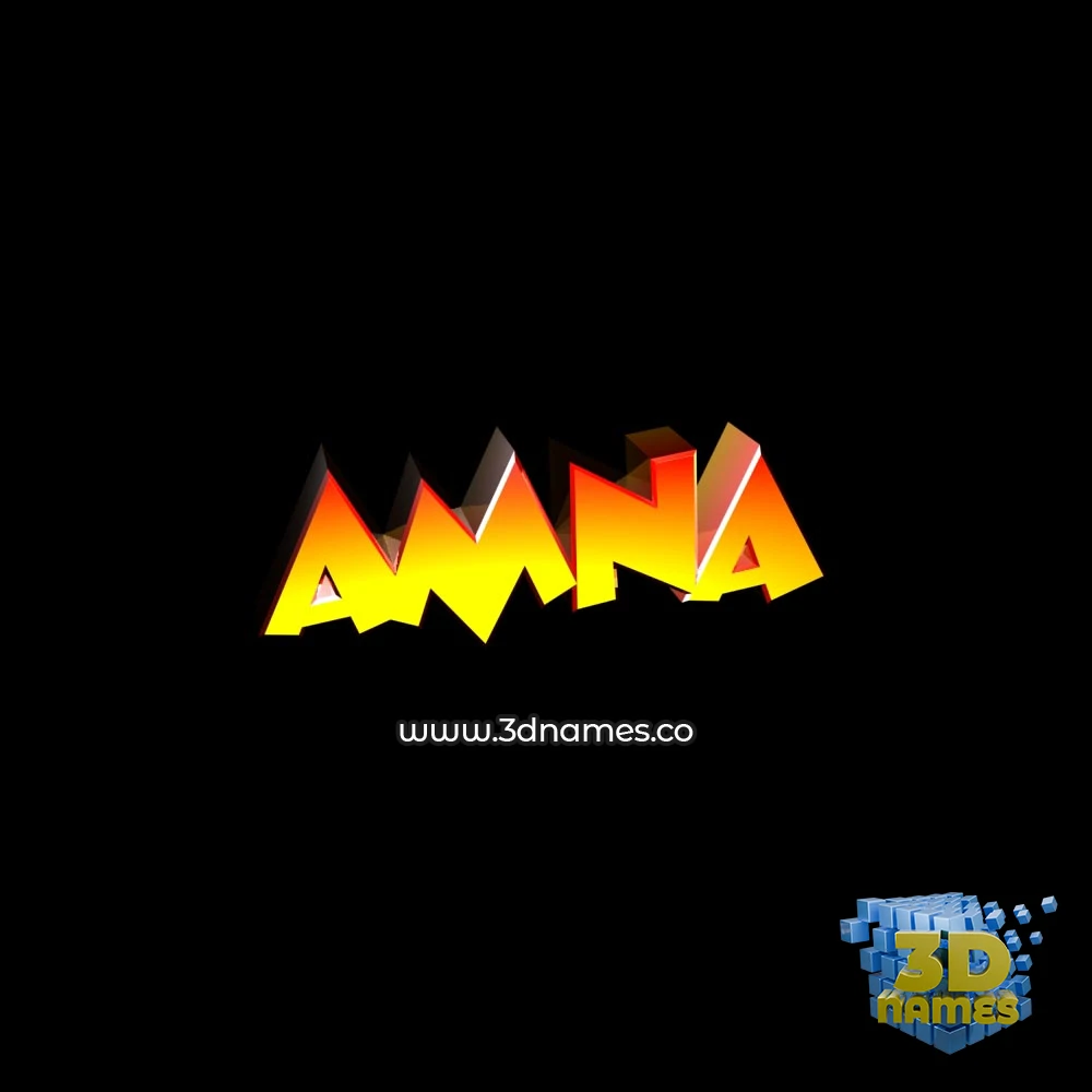 amna in Black Background style - 3D name wallpaper