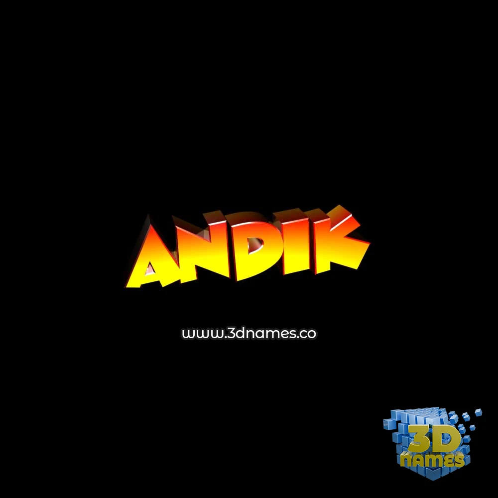 andik in Black Background style - 3D name wallpaper