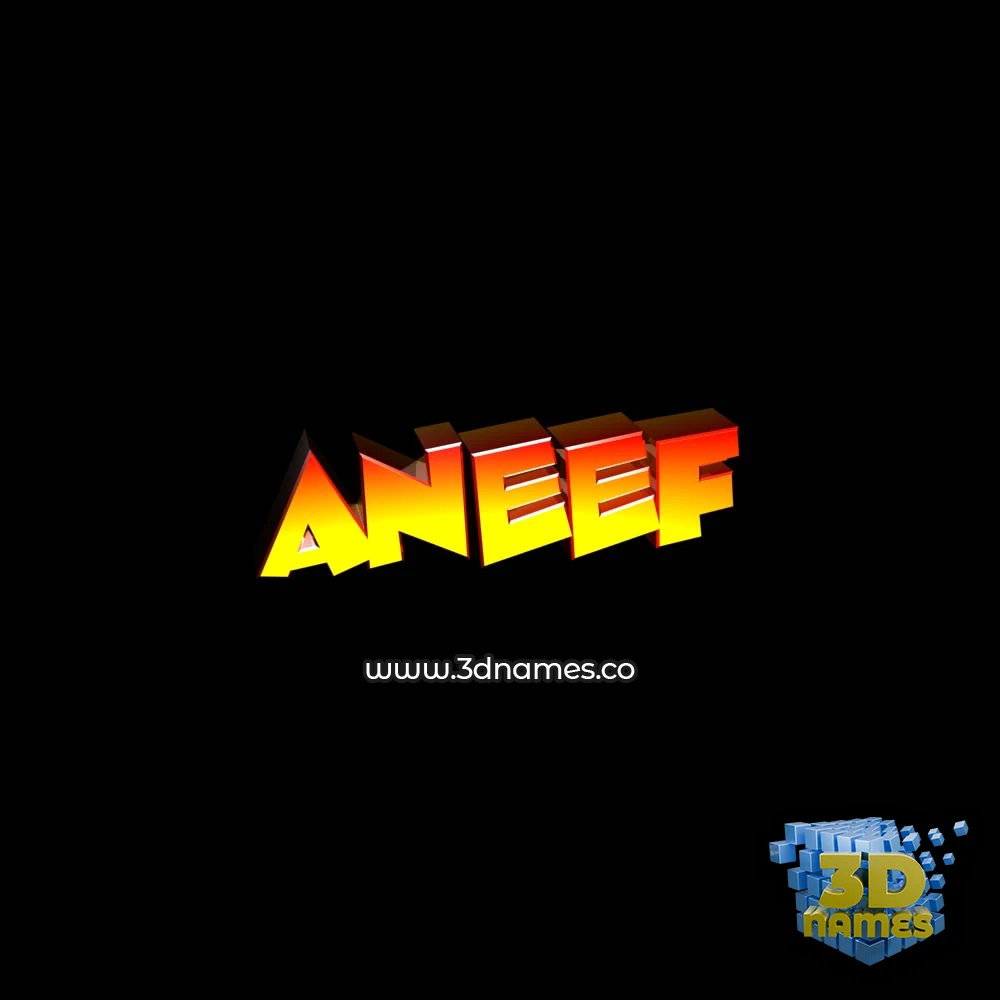 aneef in Black Background style - 3D name wallpaper