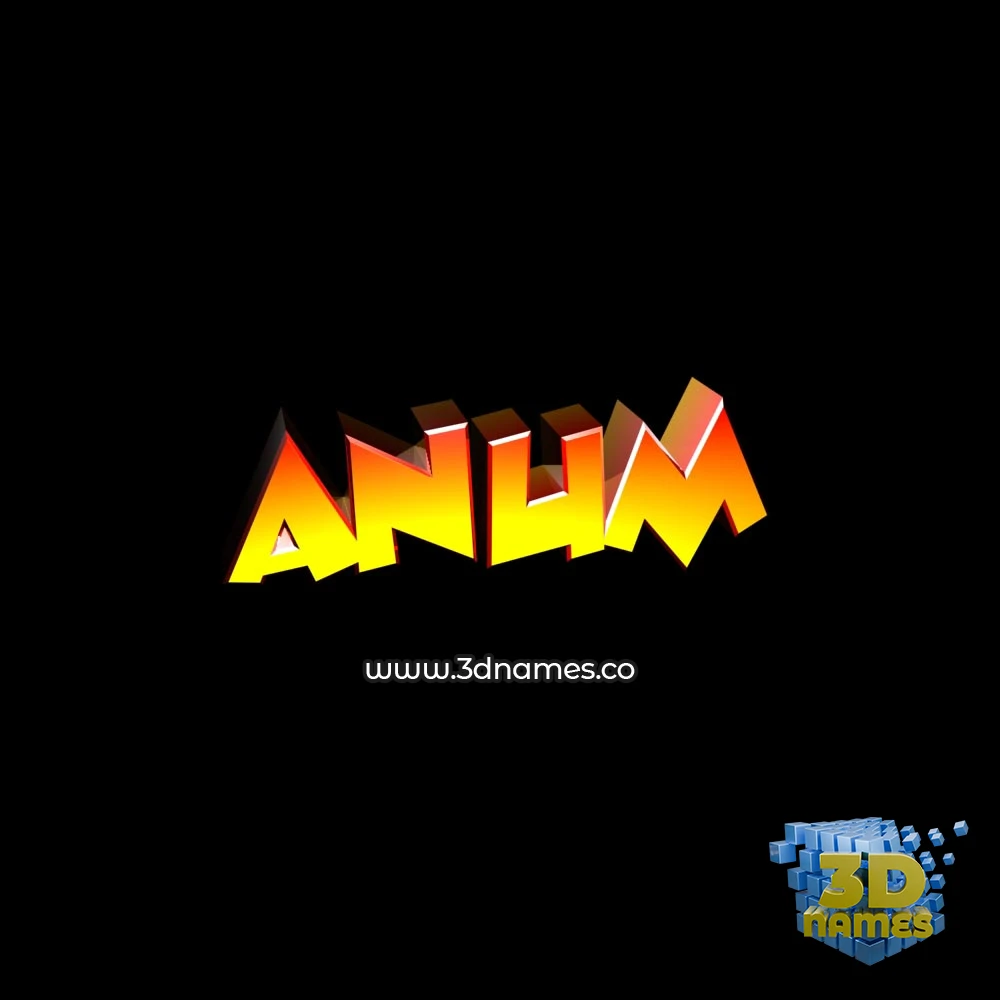anum in Black Background style - 3D name wallpaper