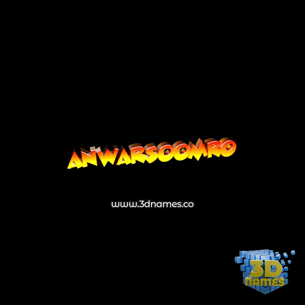 anwarsoomro in Black Background style - 3D name wallpaper