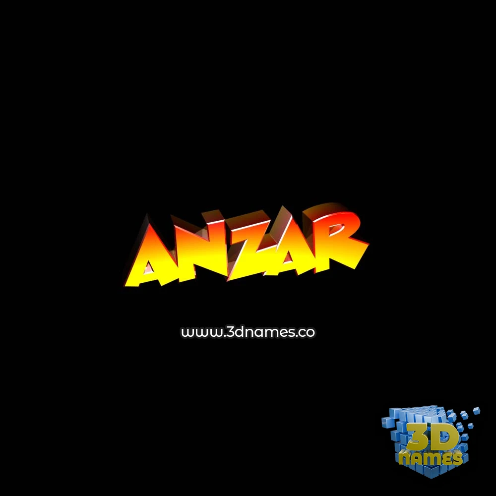 anzar in Black Background style - 3D name wallpaper
