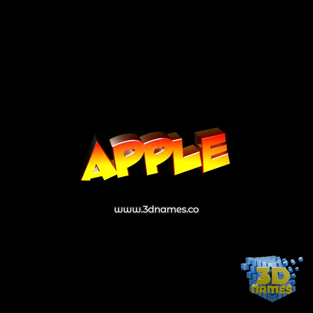 apple in Black Background style - 3D name wallpaper