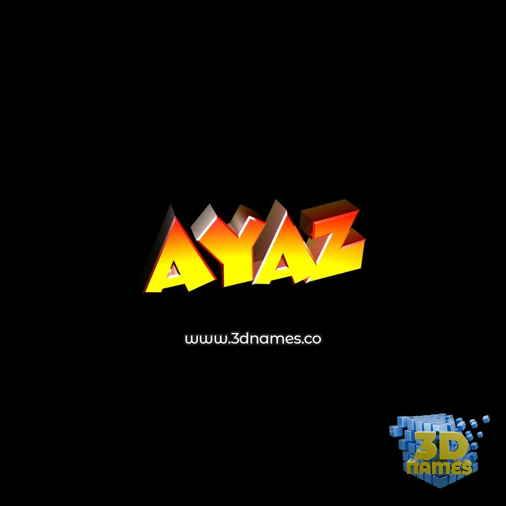 ayaz in Black Background style - 3D name wallpaper