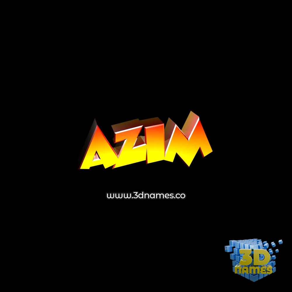 azim in Black Background style - 3D name wallpaper