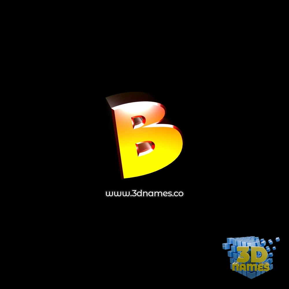 b in Black Background style - 3D name wallpaper