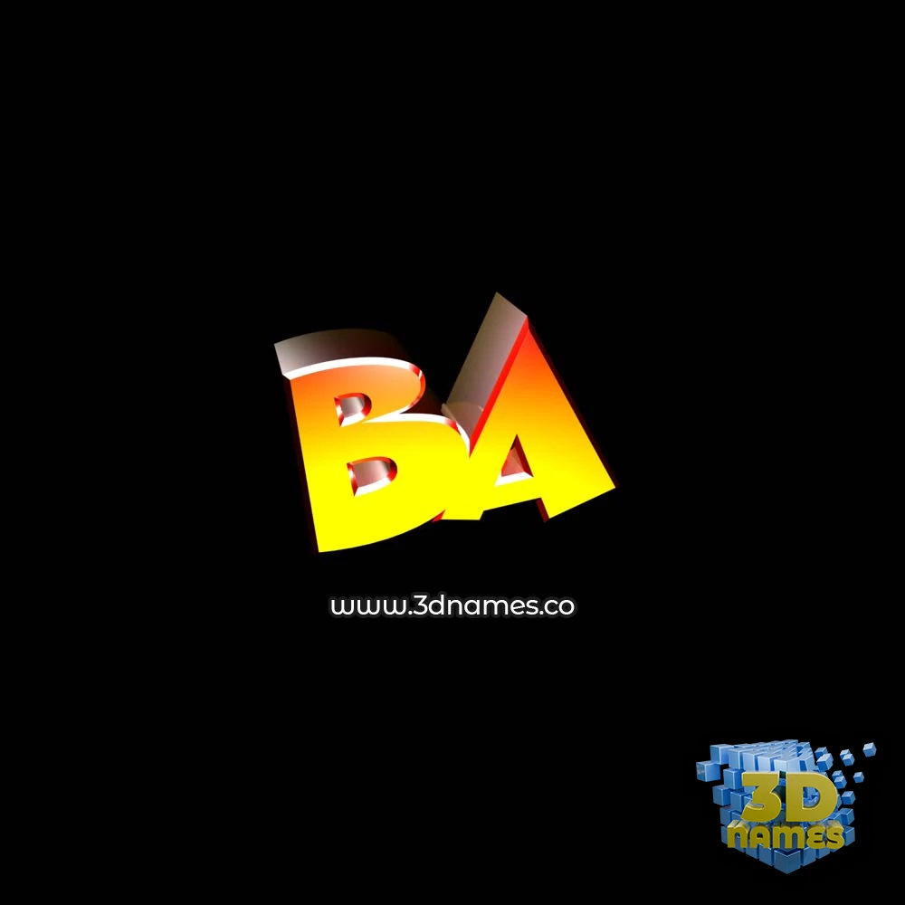 ba in Black Background style - 3D name wallpaper