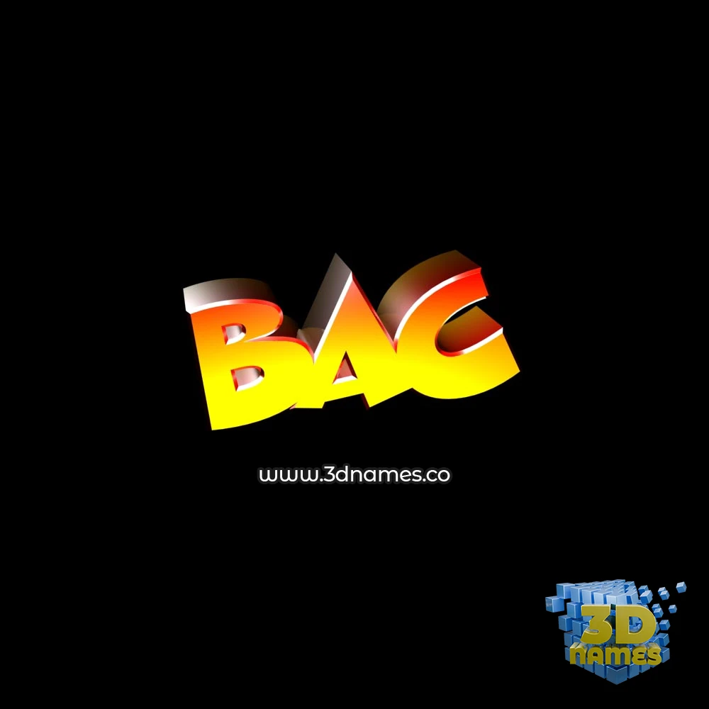 bac in Black Background style - 3D name wallpaper