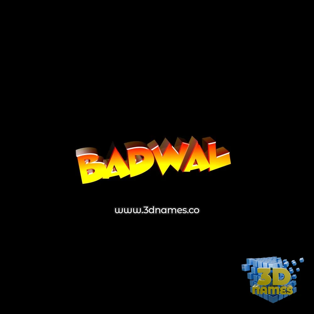 badwal in Black Background style - 3D name wallpaper