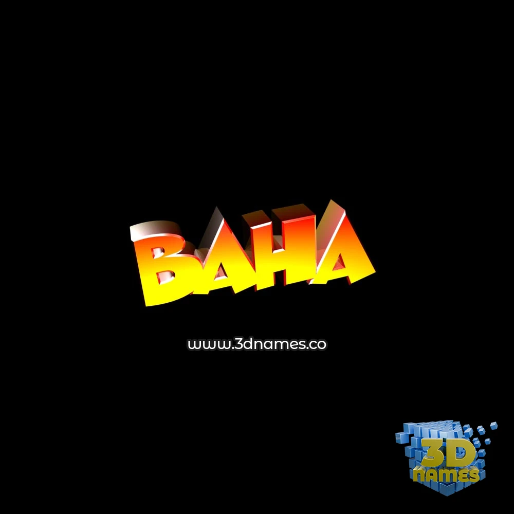 baha in Black Background style - 3D name wallpaper