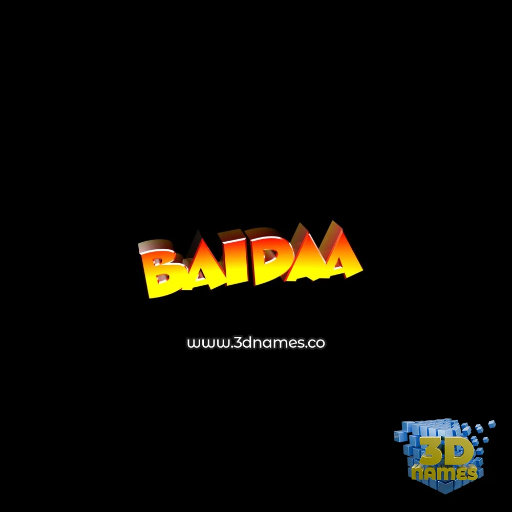 baidaa in Black Background style - 3D name wallpaper