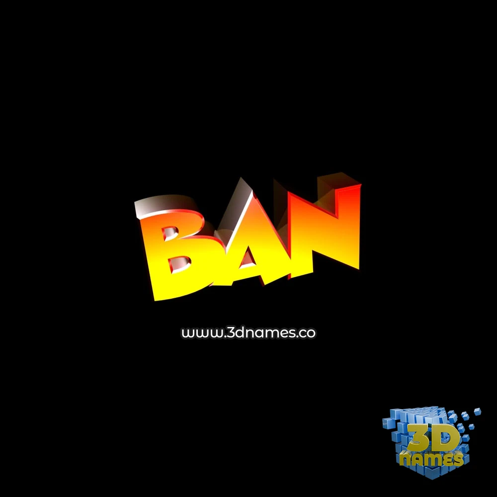 ban in Black Background style - 3D name wallpaper