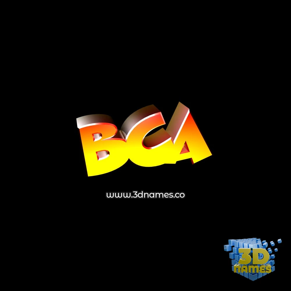 bca in Black Background style - 3D name wallpaper