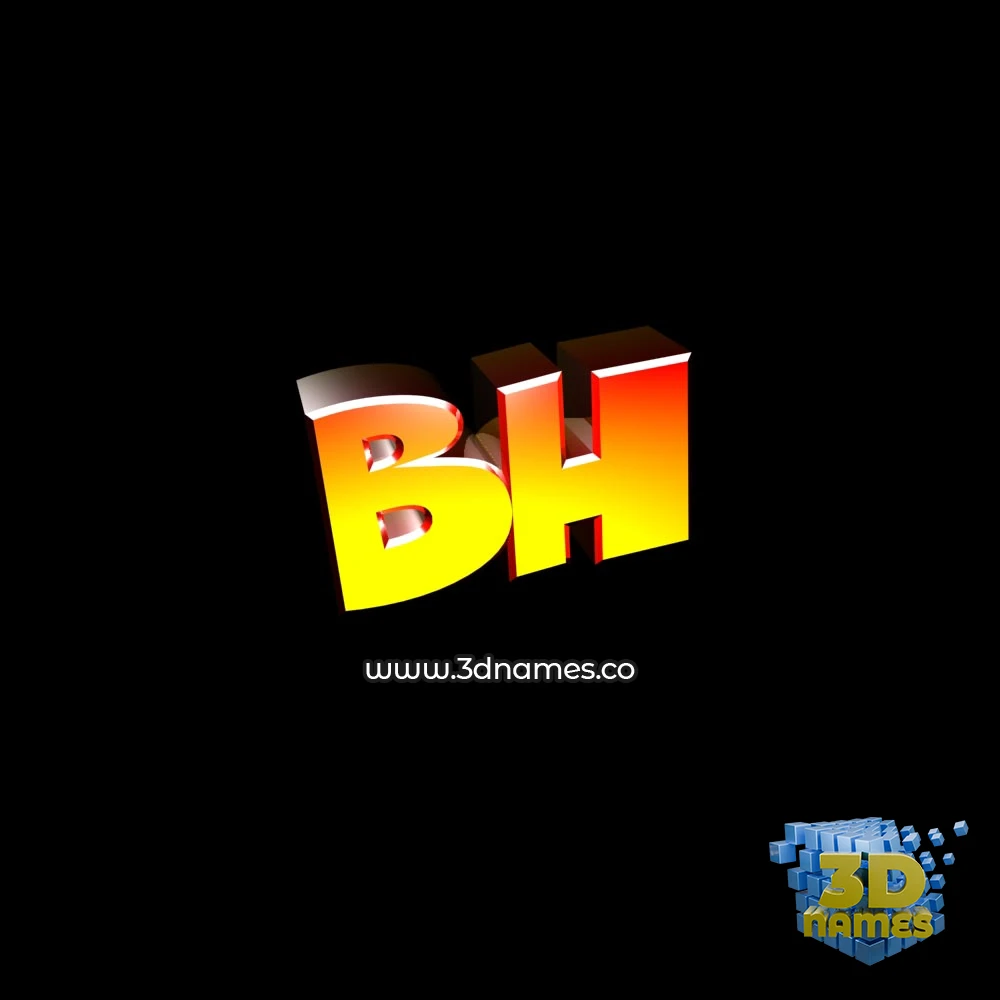 bh in Black Background style - 3D name wallpaper