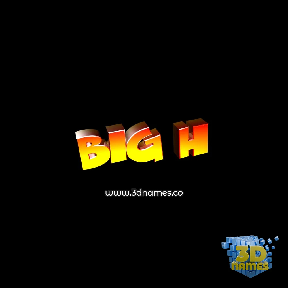 big h in Black Background style - 3D name wallpaper