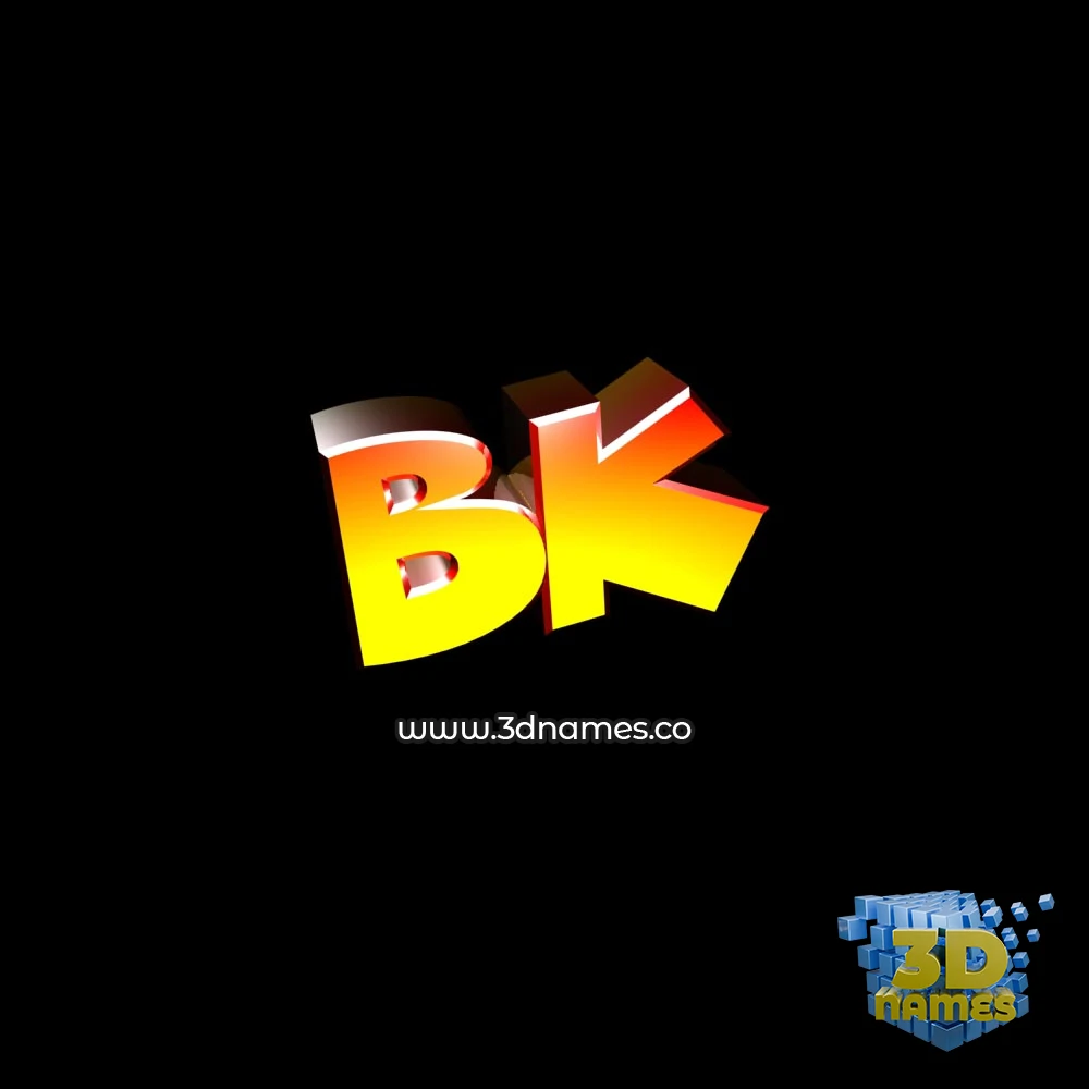 bk in Black Background style - 3D name wallpaper