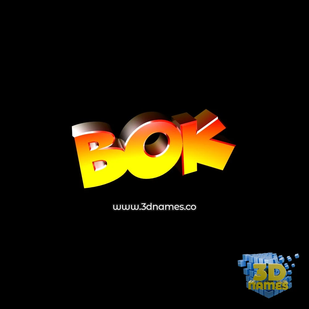 bok in Black Background style - 3D name wallpaper