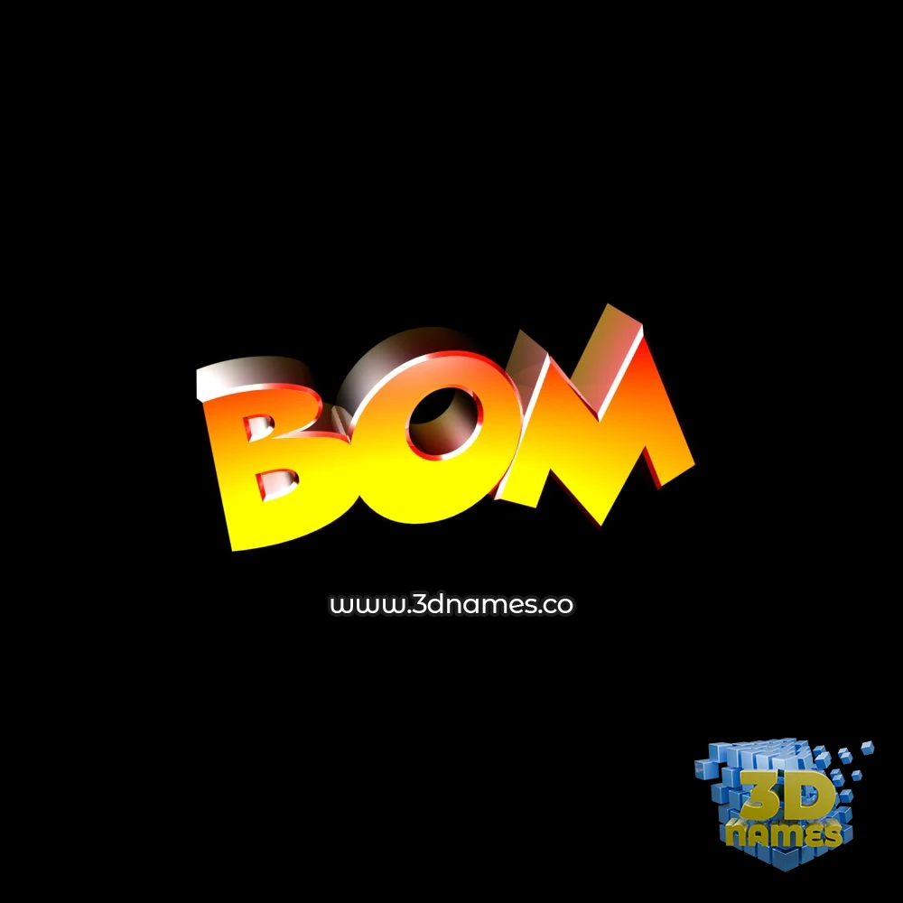 bom in Black Background style - 3D name wallpaper