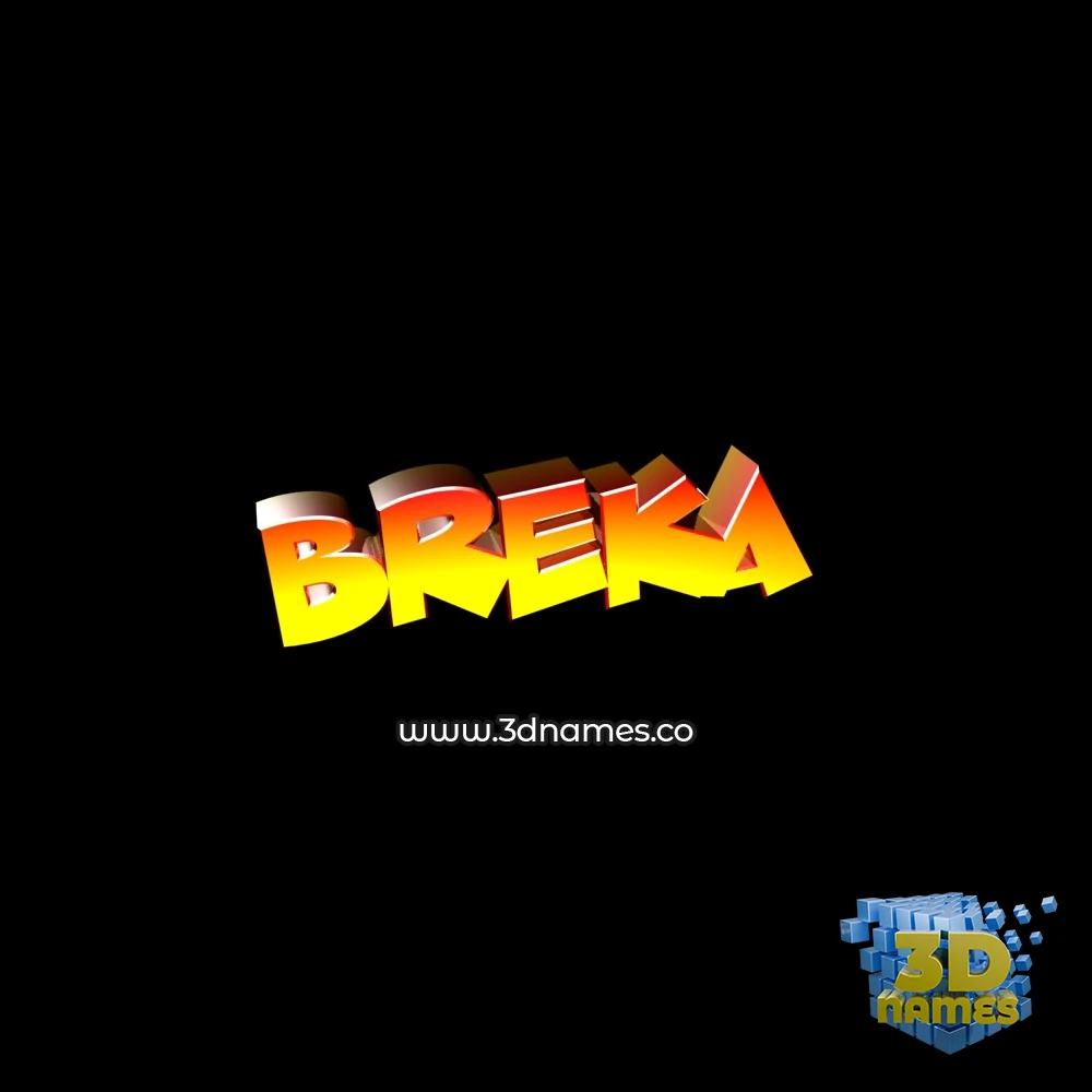breka in Black Background style - 3D name wallpaper