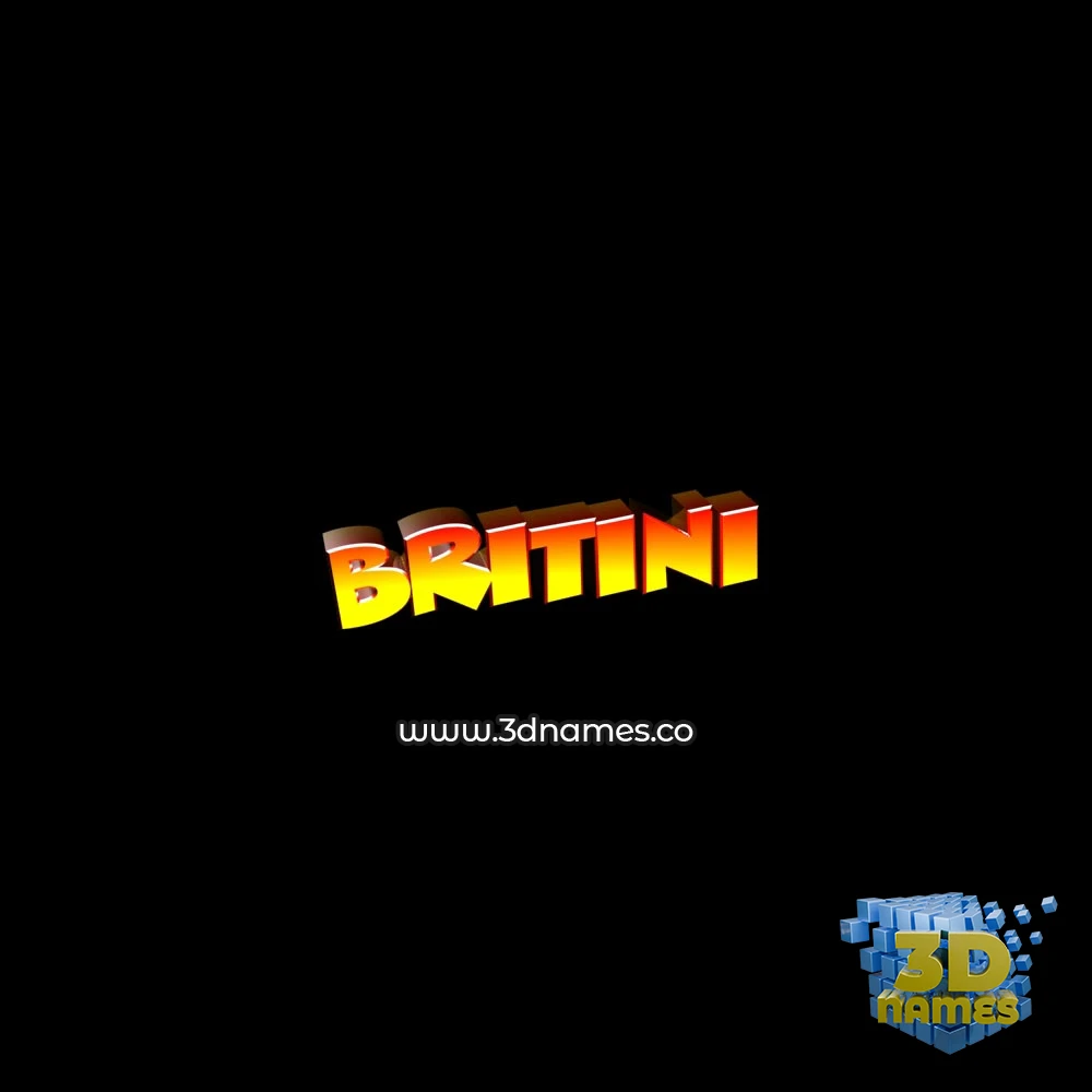 britini in Black Background style - 3D name wallpaper