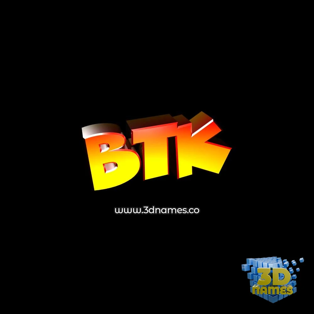 btk in Black Background style - 3D name wallpaper