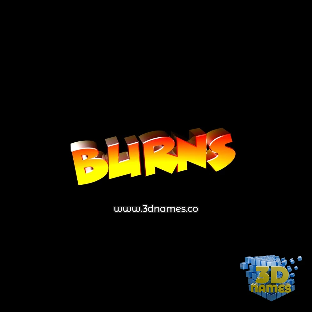 burns in Black Background style - 3D name wallpaper